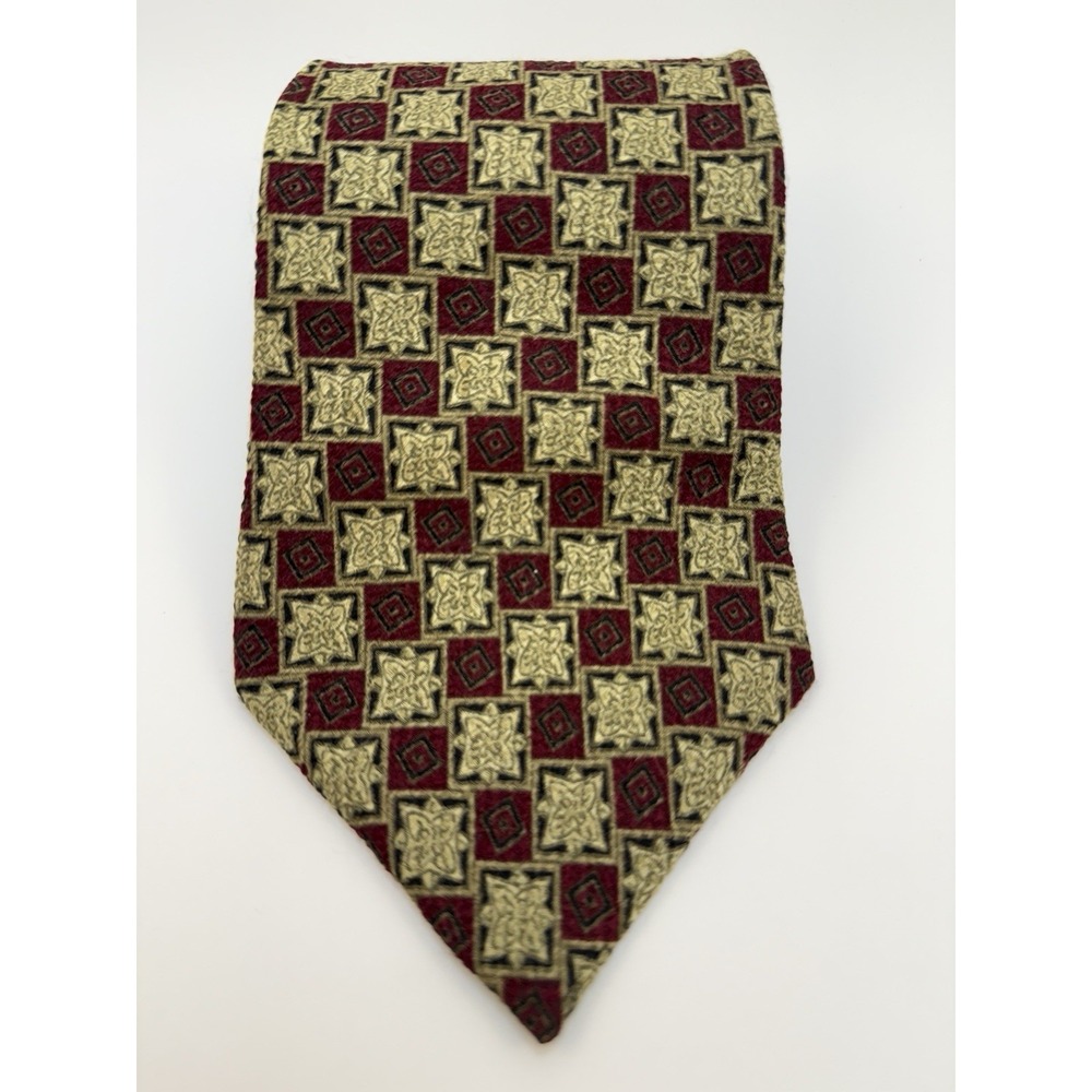 Parisian Signature Men's Tie 100% Silk Made In USA 59" Long Gold/Black/Wine